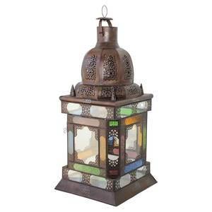 Farol de Hierro Blanco con Paneles de Vidrio y Portavelas para Decoración del Hogar - Product Image 6