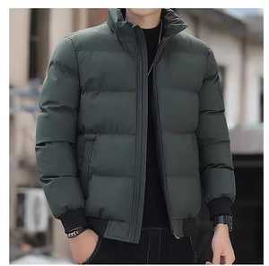 Unisex Black Stand Collar Puffer Jacket Windproof <b>Thick</b> Polyester Wadding Quick Dry Fleece Zipper Closure Casual <b>Winter</b> <b>Coat</b> - Product Image 4