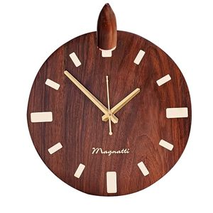 <b>Modern</b> Wooden 16-inch Silent Quartz Round Hanging <b>Wall</b> <b>Clock</b> with Antique Style Decorative Timepiece for Living Room Home Decor - Product Image 3