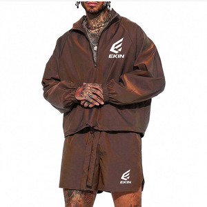 2025 New <b>Men's</b> Brown Coach <b>Jacket</b> Shorts Set Large Logo Athletic Sportswear Nylon Lightweight <b>Summer</b> Track Suit - Product Image 1