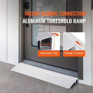 Rampa per soglia porta regolabile in alluminio da 2,5 cm (1 pollice) con capacità di carico di 360 kg per sedie a rotelle e dispositivi di assistenza - Product Image 2