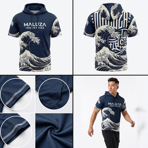 Wholesale Custom Graphic Print <b>Mens</b> <b>Short</b> <b>Sleeve</b> <b>Hoodie</b> Casual Street Style Vintage Washed Cotton Regular Fit Pocket Autumn - Product Image 4