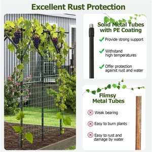 Grande traliccio da giardino antiruggine 200x150x198 cm in ferro con rivestimento in PE per piante rampicanti, elegante recinzione metallica per cancelli - Product Image 6