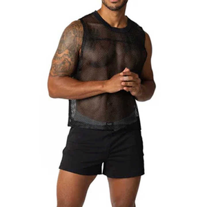 Wholesale High Quality Customized Men's Knitted <b>Mesh</b> Sporty Tank <b>Top</b> Running Sports Fitness Sleeveless Custom Logo Design - Product Image 4