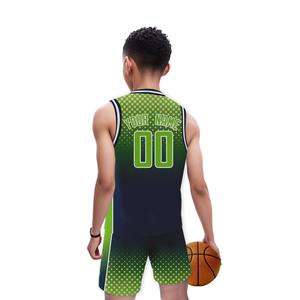Ensemble de maillots de basket-ball personnalisés pour enfants, uniforme de basket-ball dégradé vert marine, cadeau pour les fans de sport, nom et numéro de l'équipe imprimés - Product Image 2