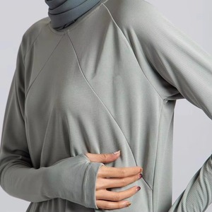 Ensemble de sport modeste pour femmes musulmanes, séchage rapide, avec fermeture éclair et poches, prix de gros - Product Image 2