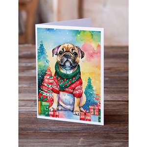 Bouledogue français fantaisiste Cartes de voeux de Noël Pack de 8 A7 Taille 5x7 Cartes de note vierges avec enveloppes - Product Image 2