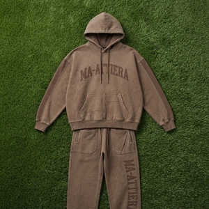 Conjunto de Sudadera y Pantalones de Algodón con Capucha para Hombre, Color Sólido, Estampado de Letras, Estilo Casual, Corte Holgado, Ropa de Otoño - Product Image 6
