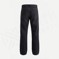Jean en denim coupe droite délavé foncé pour homme, coupe régulière, en coton, décontracté, taille mi-haute, style automne