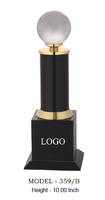 Trophée en métal moulé sous pression portable avec base noire et accents dorés pour événements promotionnels et récompenses à graver