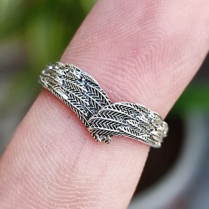 Handmade Dainty Band <b>Ring</b> <b>for</b> <b>Men</b> Women Vintage Style Angel Hug Feather Wings Everyday Wear Sterling <b>Silver</b> <b>Ring</b> - Product Image 6