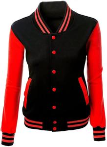 High Street Style Good Quality Embroidery Letter Customized Cropped Varsity <b>Jacket</b> Women Varsity <b>Jacket</b> with Leather Sleeve - Product Image 6