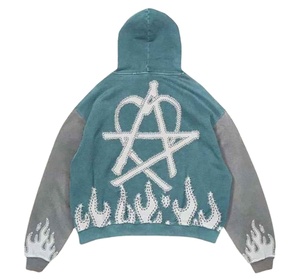 Sudaderas con capucha de algodón 100% para hombre de lavado ácido de peso pesado al por mayor sudaderas de invierno con hombros caídos estilo Streetwear logotipo personalizado liso - Product Image 3