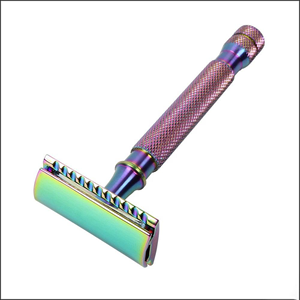 Rasoir de sécurité double tranchant Premium Rainbow en acier inoxydable, rasoir manuel pour le soin du visage des hommes - Product Image 1