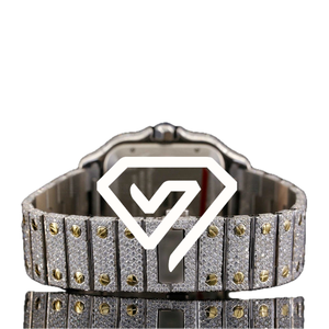 Montre automatique de luxe 41MM avec cadran romain bleu, diamants Moissanite et pavé complet en argent sterling 925 - Product Image 3