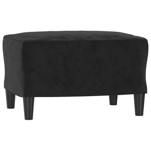 Sillón de Salón de Terciopelo Negro con Reposapiés, Construcción de Madera Contrachapada, Metal y Textilene - Product Image 5