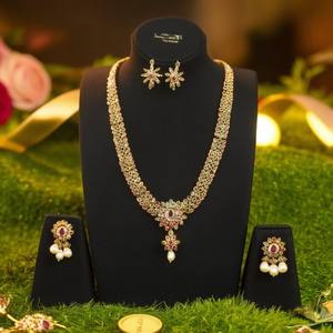 18K Gold Plated Pearl Necklace Set-Trendy Designer Jewelry for Party - Product Image 3
