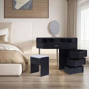 Elegante Toeletta con Specchio e Vano Portaoggetti, Sgabello per il Trasporto e Porta USB, Ideale per la Camera da Letto - Product Image 5