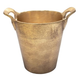 Seau à glace en aluminium massif de haute qualité, finition argent antique, capacité 12L, forme carrée avec poignées, idéal pour les mariages - Product Image 2