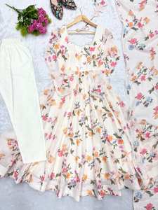 Robe Anarkali à imprimé floral pour femmes, robe et pantalon spéciaux avec dupatta - Product Image 6