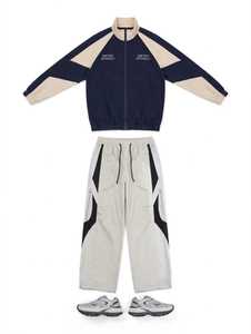 ONETEN APPARELS Conjunto Deportivo Unisex de 2 Piezas con Bloques de Color Estampados, Manga Larga, Corte Holgado, Transpirable, Ligero, Ropa Urbana de Otoño - Product Image 3