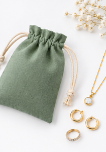 Sac cadeau en coton avec cordon de serrage, logo personnalisé, texture gaufrée, petite pochette anti-poussière pour emballage de bijoux - Product Image 2