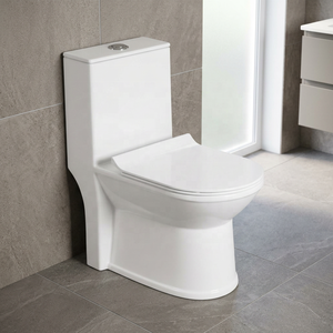 WC monobloc en céramique blanc brillant de luxe, design moderne, cuvette de toilette à siphon pour salle de bain - Product Image 2