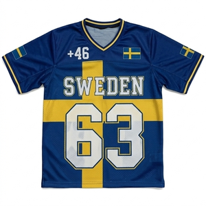 Camiseta de Hockey sobre Hielo de Suecia, Unisex, Cuello en V, Manga Corta, Malla Sublimada, Transpirable, Poliéster, para Adultos, Todas las Temporadas, Ropa Deportiva de Equipo - Product Image 3