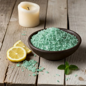 Natural Himalayan <b>Bath</b> <b>Salt</b> Crystals in Carved Stone Wooden Bowl with Mint and Lemon Eco-Friendly Spa Soak for Mother's Day - Product Image 6