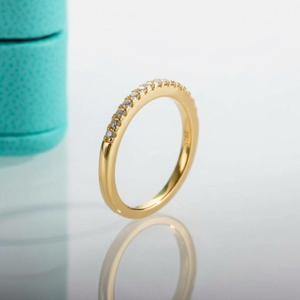 Anillo de Oro Amarillo de 14K con Diamantes Cultivados en Laboratorio, Corte Brillante Clásico para Mujer, Media Eternidad, Banda Pavé, Regalo de Aniversario de Bodas, Certificado IGI - Product Image 3