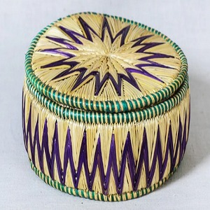 Ecowoodies Eco-Friendly Sabai Grass Handmade Roti/Chapati Serving <b>Box</b>-Traditional Design Multipurpose <b>Container</b> Multi color Lid - Product Image 4