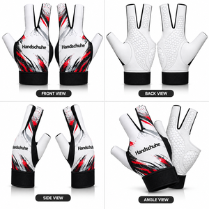 Fingerless Billiards <b>Gloves</b> Unisex PU Material Sublimation Print Ambidextrous Billiard <b>Pool</b> <b>Glove</b> Left Hand 3-finger Snooker Cue - Product Image 4