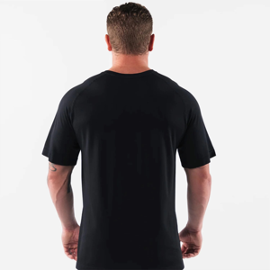 T-shirt à manches courtes pour homme, noir, coupe classique, col rond, tissu jersey à séchage rapide, vêtement décontracté - Product Image 3