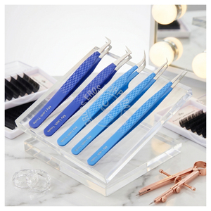 Fiber Tip Lash Tweezer Stainless Steel 45 90 Degree Boot Eyelash Tweezer Volume Fan <b>Tool</b> Salon Lash Extension Tweezers <b>Kit</b> - Product Image 1