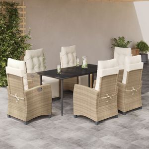 Conjunto de Comedor de Jardín de 7 Piezas en Poliratán Beige Resistente - Product Image 1