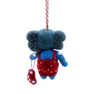 Eco-Friendly Handmade Wool <b>Felt</b> Elephant Holiday Ornament Red Blue Traditional <b>Animal</b> Wall Hanging Small Indoor Decoration - Product Image 4