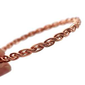 Belladec Handcrafted <b>Copper</b> Chain <b>Bangle</b> Braided Wire Design Artisan Jewelry Classic Elegant Minimalist Fashion Gift Women Daily - Product Image 6