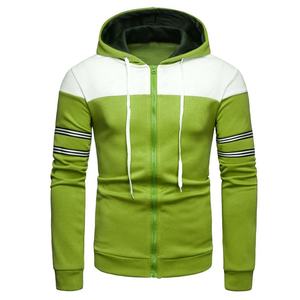 Ropa de calle personalizada de talla grande para hombre, ropa polar, Sudadera con capucha de manga larga, Patchwork, cremallera, rayas bordadas, Primavera - Product Image 3