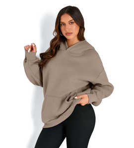 Sudadera con Capucha Extra Grande para Mujer, Color Marrón/Taupe, para Invierno, Cálida, Impermeable, Transpirable, de Manga Larga - Product Image 5