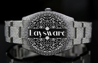 Montre pour homme de luxe personnalisée en acier inoxydable entièrement pavée de diamants Moissanite VVS