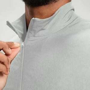 Camisetas sin mangas transpirables para hombre al por mayor con cremallera completa, camisetas de gimnasio sin mangas, chalecos de running con cuello alto, ropa exterior ligera - Product Image 4