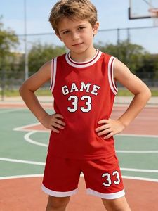 Children's Customizable Men's Basketball Jersey Shorts Set Sublimated Print Team Name Number 23 Moisture Wicking <b>Athletic</b> Wear - Product Image 4