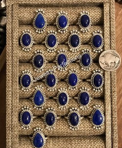 Designer 925 Sterling <b>Silver</b> Women's Engagement Party <b>Ring</b> Natural Lapis Lazuli Gemstone <b>Statement</b> Jewelry for Weddings - Product Image 1