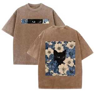 <b>Men's</b> Oversized Short Sleeve O-Neck T-Shirt 100% Cotton Floral for Print Casual Style Breathable 320g China Jersey Knitted Front - Product Image 4