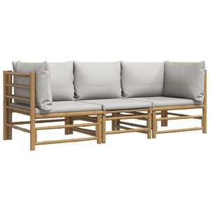 Set da giardino in bambù grigio chiaro e tessuto 100% poliestere - Product Image 3