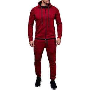 Stacked Tracksuits For <b>Men</b> Rhinestone High Quality Flare Stacked Sweat <b>Suit</b> 100% Cotton Slim Fit Streetwear Solid Pattern - Product Image 4