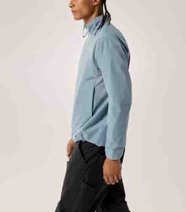 Chaqueta de Forro Polar Azul Claro, Cortavientos, con Cierre de Cremallera, Cuello Alto, Color Sólido Informal, de Poliéster, para Otoño - Product Image 3
