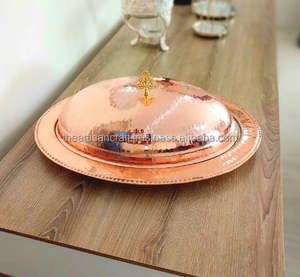 Assiette de service ovale en cuivre, assiettes décoratives, plateau de service avec couvercle en cuivre, plateau à manger, décoration de maison et de cuisine - Product Image 4