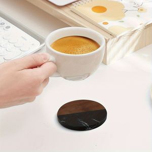 20 piezas de elegantes posavasos de madera con patrón de mármol gris y marrón, resistentes al calor y antideslizantes, vajilla promocional para el hogar y la oficina. - Product Image 3