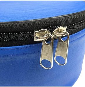 Bolso redondo azul de poliéster con cierre de cremallera y asa, estuche de almacenamiento duradero hecho con materiales resistentes - Product Image 4